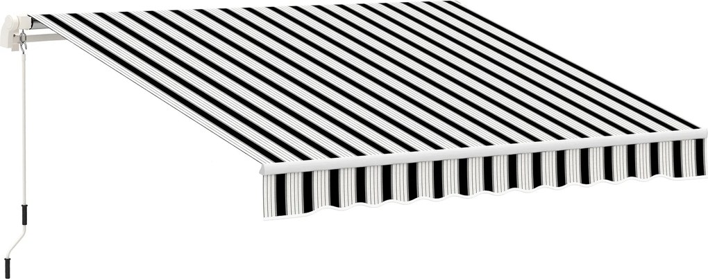 Outsunny Ručný Kľukový Markíz s rozmermi 3,95 m - Balkónová Markíza Na Ochranu Pred Slnečkom, Biely+Modrý Hliníkový Rám 395 x 245 cm | Aosom