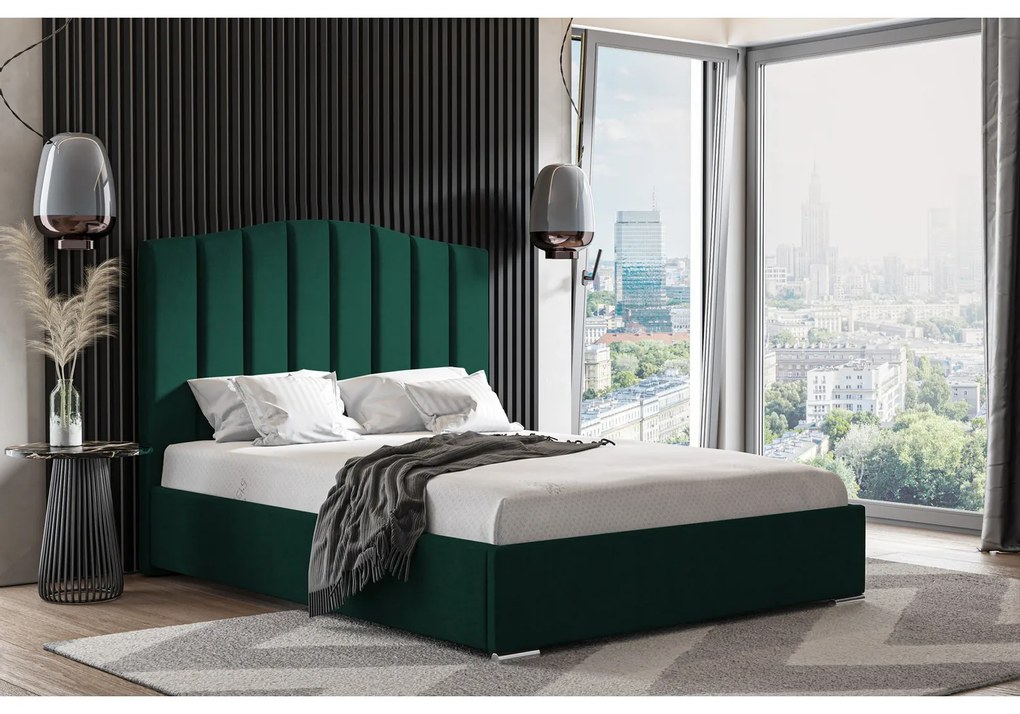 Posteľ HOLDEN 21 STANDARD 120x200 cm - strieborné nohy Zelená