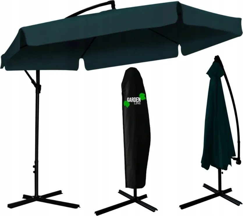 CH Zelený záhradný slnečník Banana s obalom - 3m