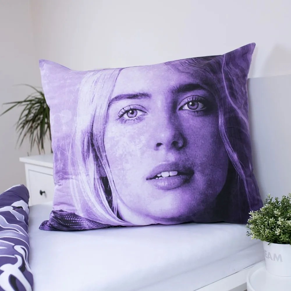 Fialová bavlnená detská obliečka na jednolôžko 200x140 cm Billie Eilish – Jerry Fabrics