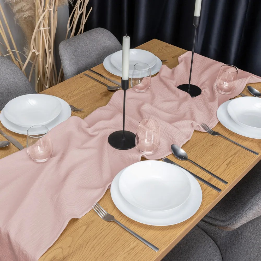 Biante Mušelínový behúň na stôl MSN-072 Pastelovo staroružový 35x180 cm