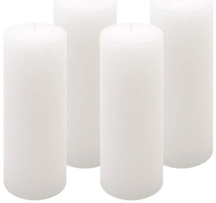 Biela parafínová sviečka rustikálna 20 cm, 90 h, sada 4 ks