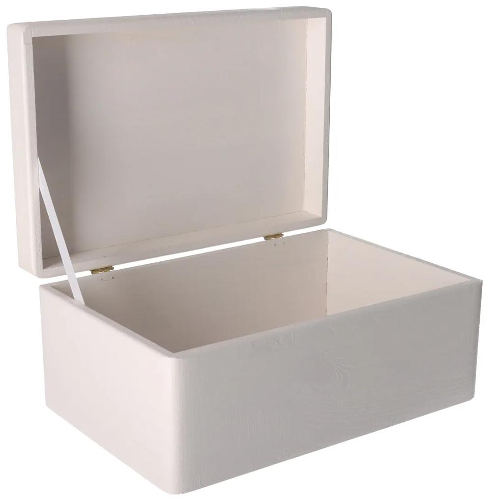 ČistéDřevo Drevený box s vekom 30x20x14 cm bez rukoväte - biely
