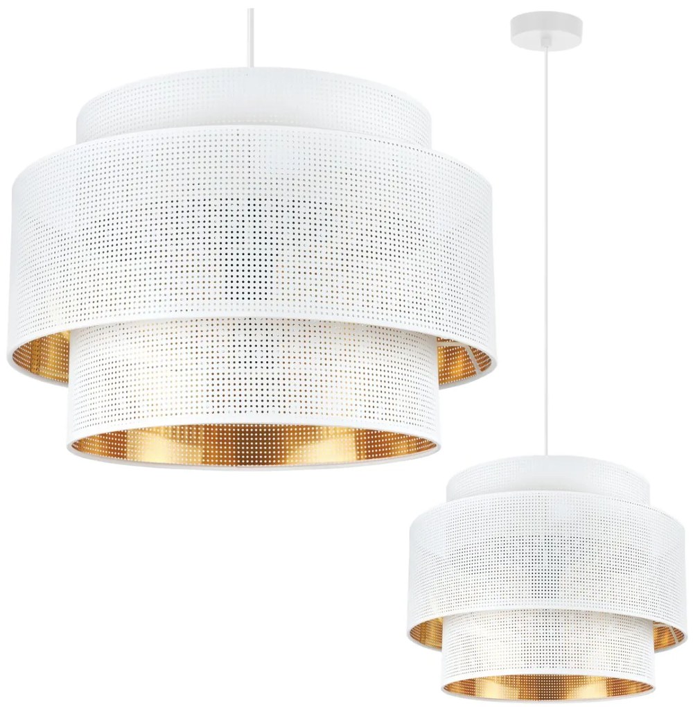 Závesné svietidlo Asti, 1x biele PVC tienidlo, (fi 45cm), g, w