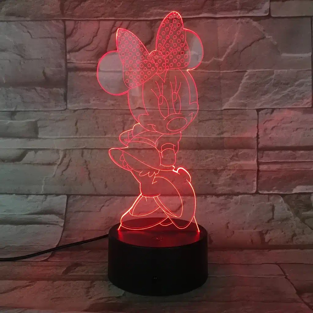 3Dmix 3DL-CRK025 – 3D LED nočná lampa - Minnie Mouse (Crack základňa)