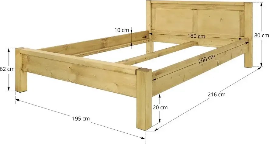 Drevená manželská posteľ s nízkym čelom 140/160/180 x 200 cm 180 cm