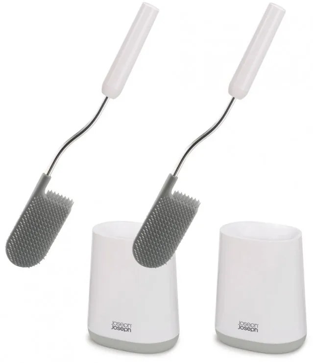 Súprava 2x WC kefa Joseph Joseph Flex Lite 70523, plast, biela/sivá