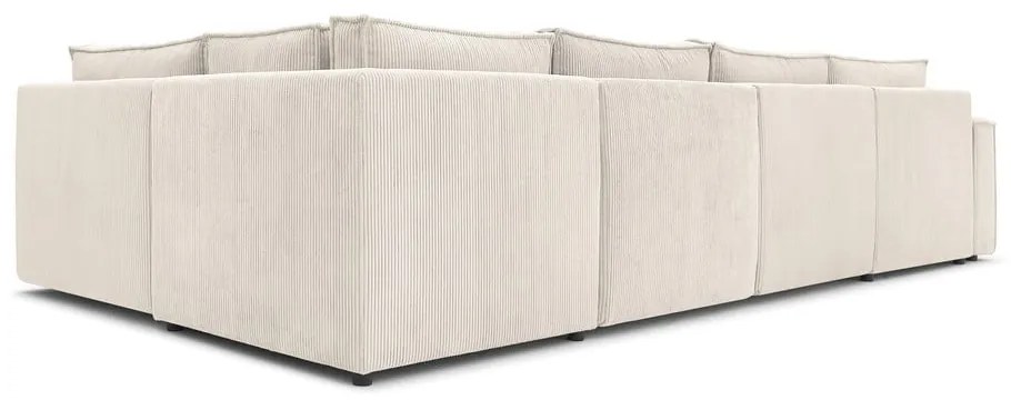 Krémovobiela menčestrová rohová pohovka (pravý roh/do tvaru "U") Nihad modular – Bobochic Paris