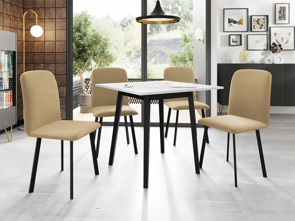 Jedálensky set so 4 stoličkami Renkiz S 85/85, Farby:: dub kraft zlatý / čierna, Dostupné poťahy: Amor Velvet 4322