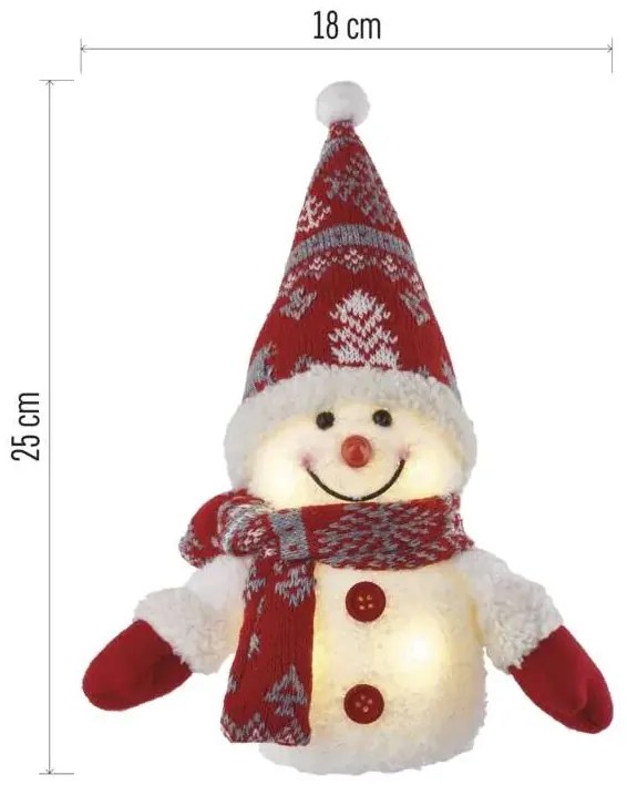 Emos LED vianočný snehuliak svietiaci, 25cm, 3xAAA, vnútorná, teplá biela DCFW04
