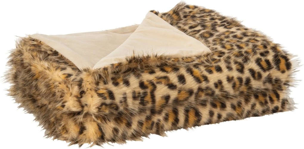 Plyšová deka s leopardím vzorem rezavě hnědá a béžová – 180*130*1 cm