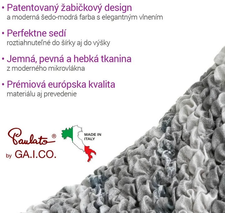 Bielastické poťahy OCEANO NOVÉ šedo-modré relaxačné kreslo (š. 70 - 90 cm)