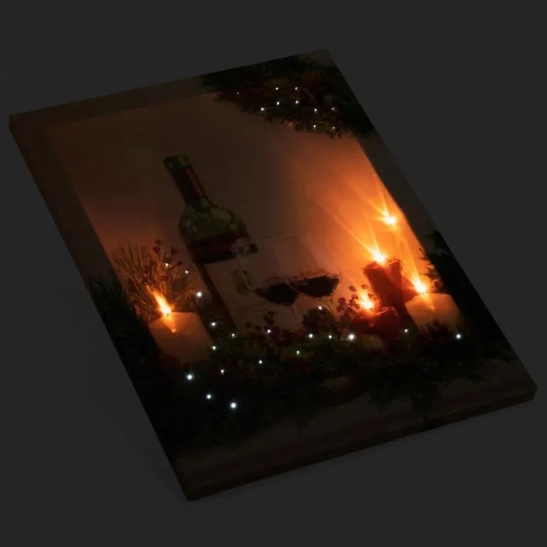 Nexos 86706 Nástenná maľba sviečky s vínom, 5 LED, 30 x 40 cm