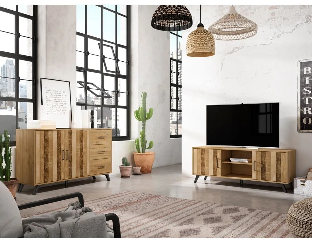 Nízka komoda v dekore duba v prírodnej farbe 136x81 cm Nordic – Marckeric