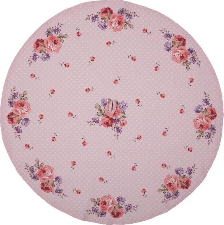 Ružová okrúhla utierka s ružami Dotty Rose - Ø 80 cm