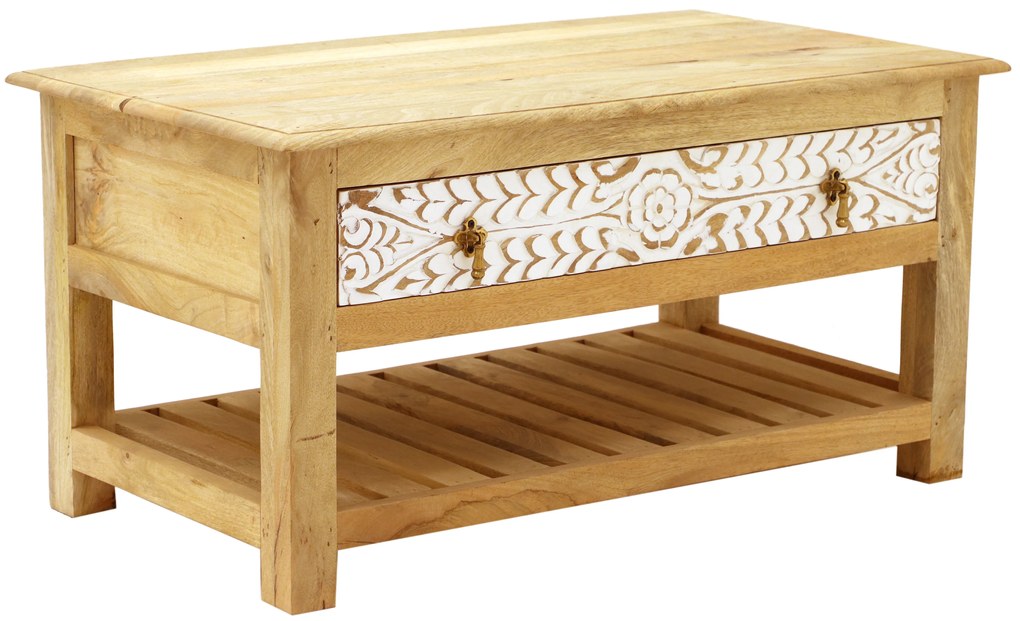 furniture-nabytek.cz - Rustikální konferenční stolek z masivu mango 90x45x60