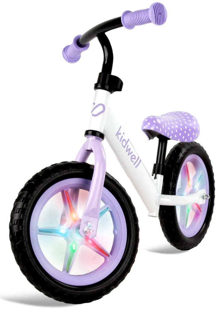 Kidwell Rebel LED balančný bicykel pre deti – LED ráfiky, EVA kolesá 28 cm, bez batérií