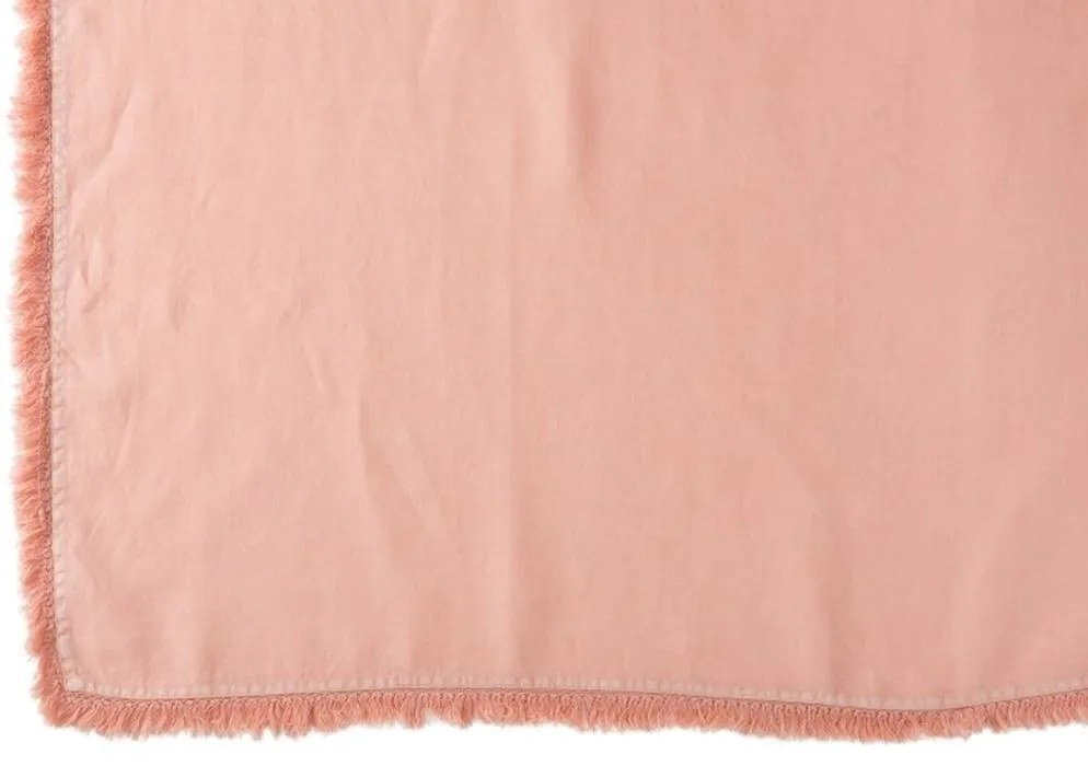 Lososový ľanový pléd so strapcami Franje - 150 * 200 cm