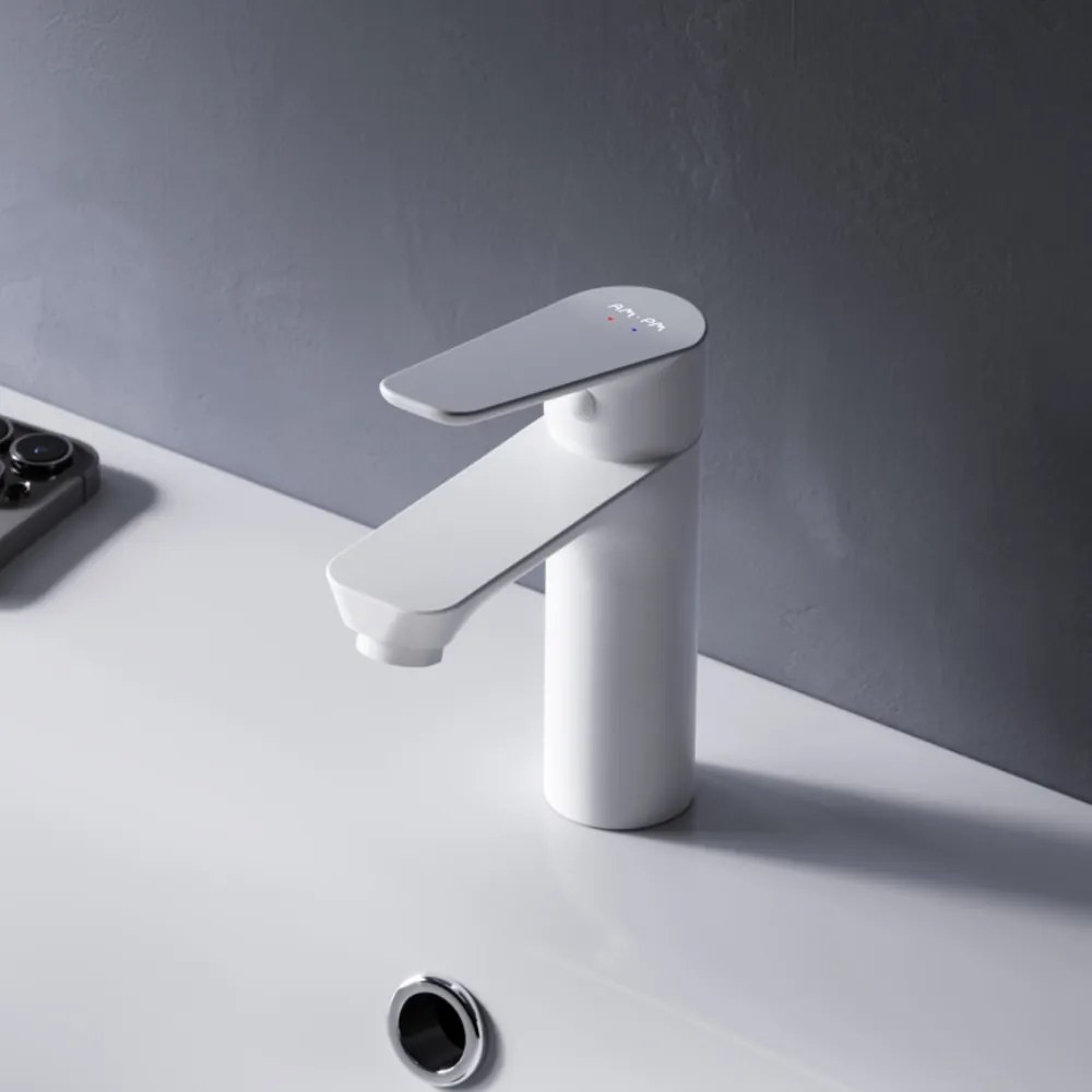 Umývadlová batéria AM.PM Hit FTA82133 jednopáková s odtokovým ventilom, biela