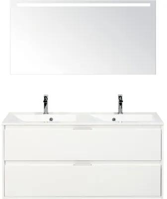 Kúpeľňová zostava Sanox Porto 120 cm mramor zrkadlo 2 zásuvky biela s LED