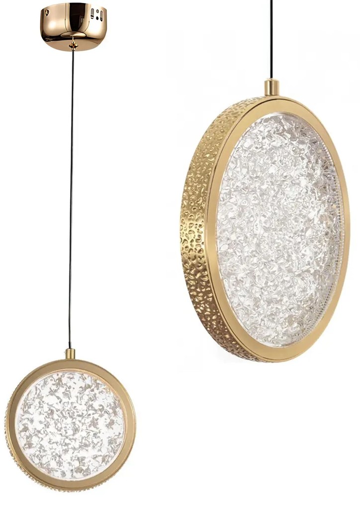 Toolight Toolight, LED krištáľový závesný luster, 10W, 3000K, LHJ100-1CP, zlatá, OSW-60045