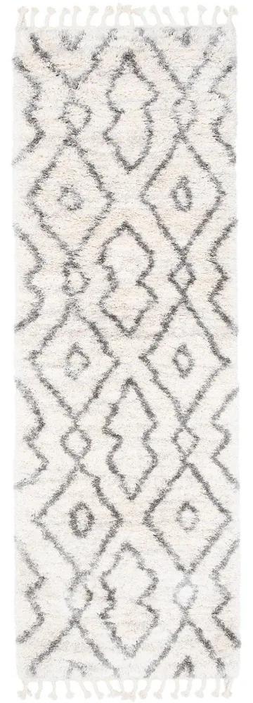 Kusový koberec shaggy Daren krémovo sivý atyp 80x250cm