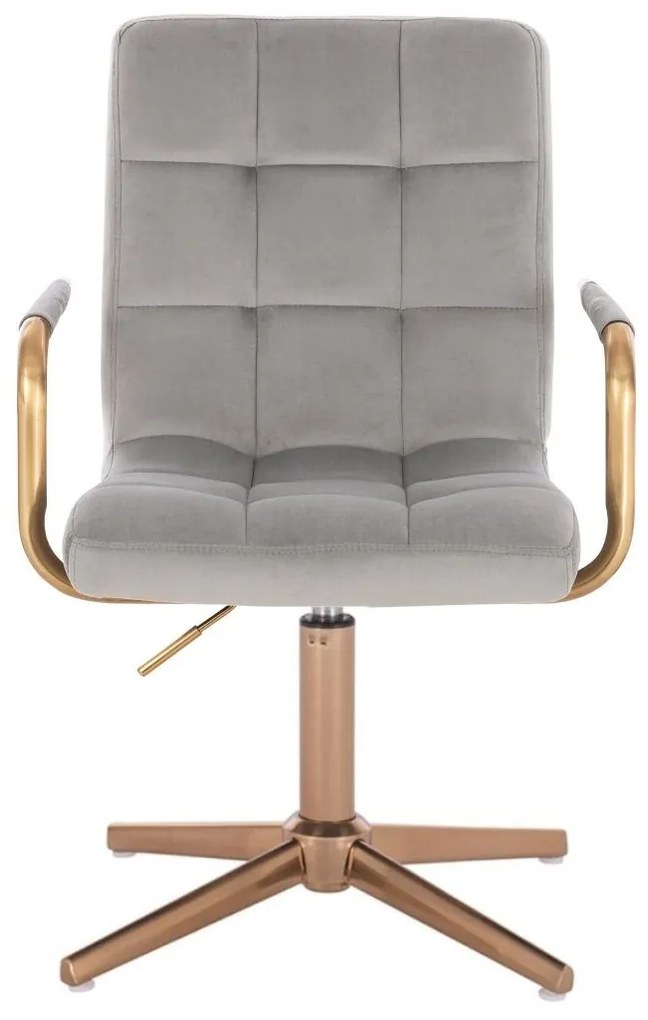 LuxuryForm DESIGN Otočná stolička VERONA GOLD VELUR na zlatom kríži - svetlosivá