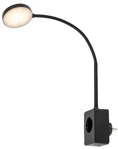 Rabalux 71284 - LED stmievateľné nástenné svietidlo TIVRO 4W/230V s USB adaptérom do zásuvky čierne