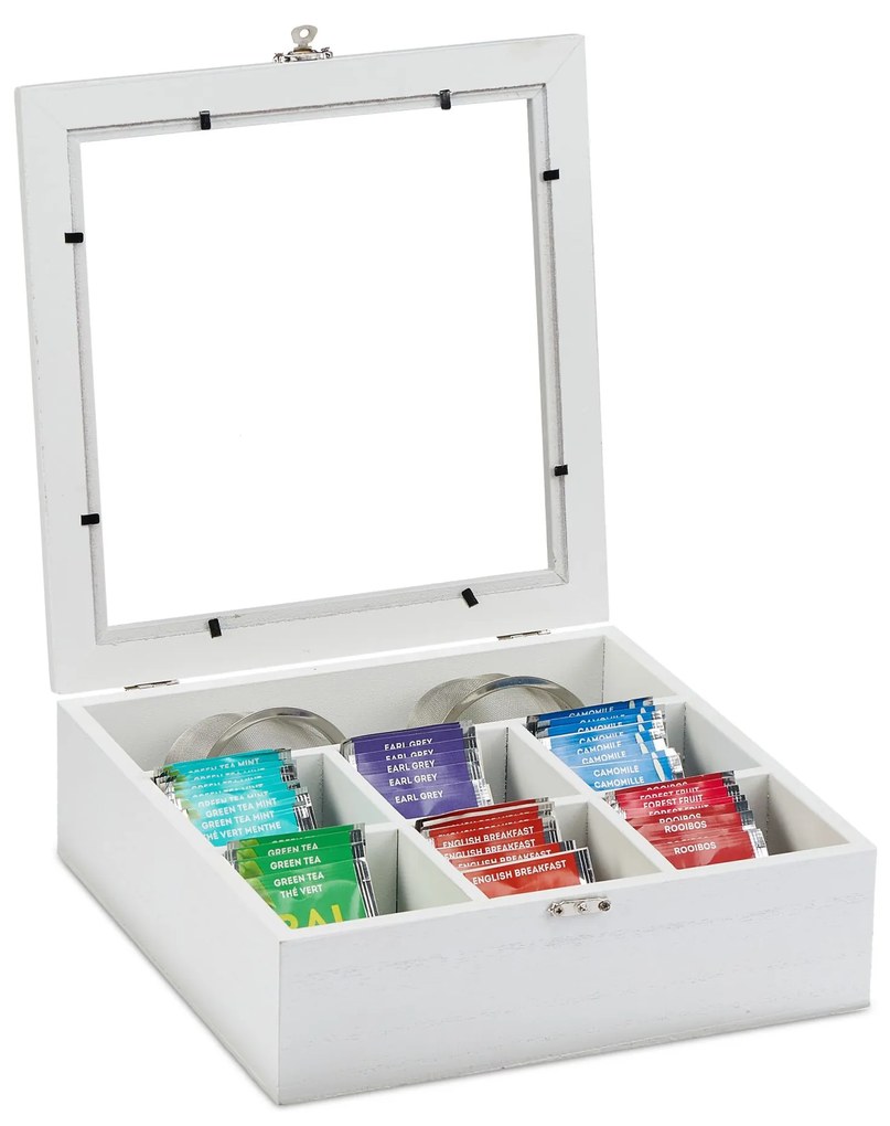 Čajová krabička so 7 priehradkami RD27981, biela