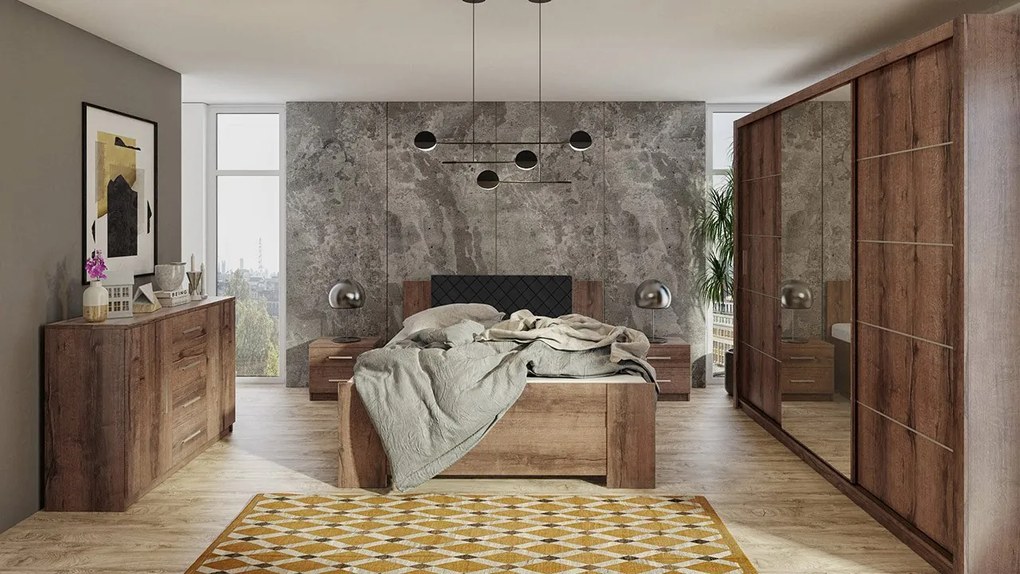 Spálňa Kler IX, Farby: biela / biely + ekokoža soft 017 pik