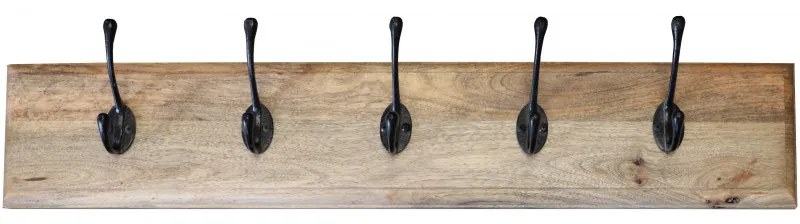 Vešiak Devi s 5 háčikmi 80x15x2,5 indický masív mango Mango natural