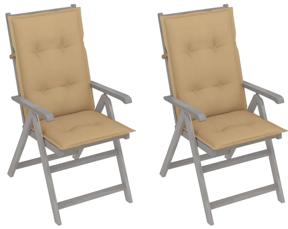 Záhradné sklápacie stoličky 2 ks s podložkami akáciový masív 3064716