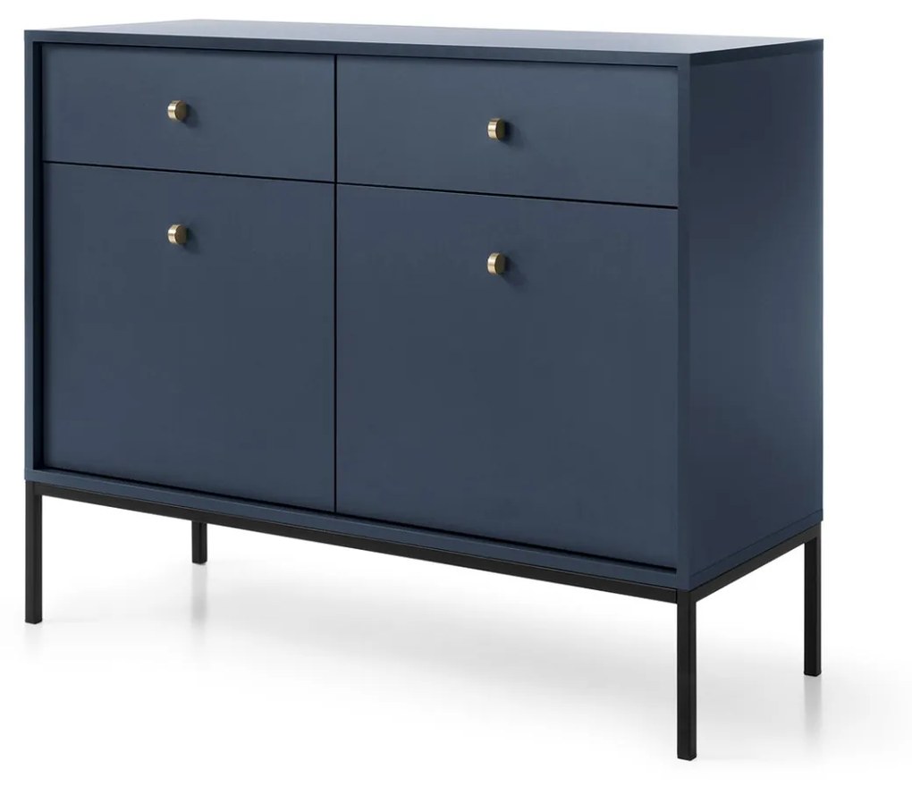 Komoda Mono II 104 cm so zásuvkami modrá/čierna