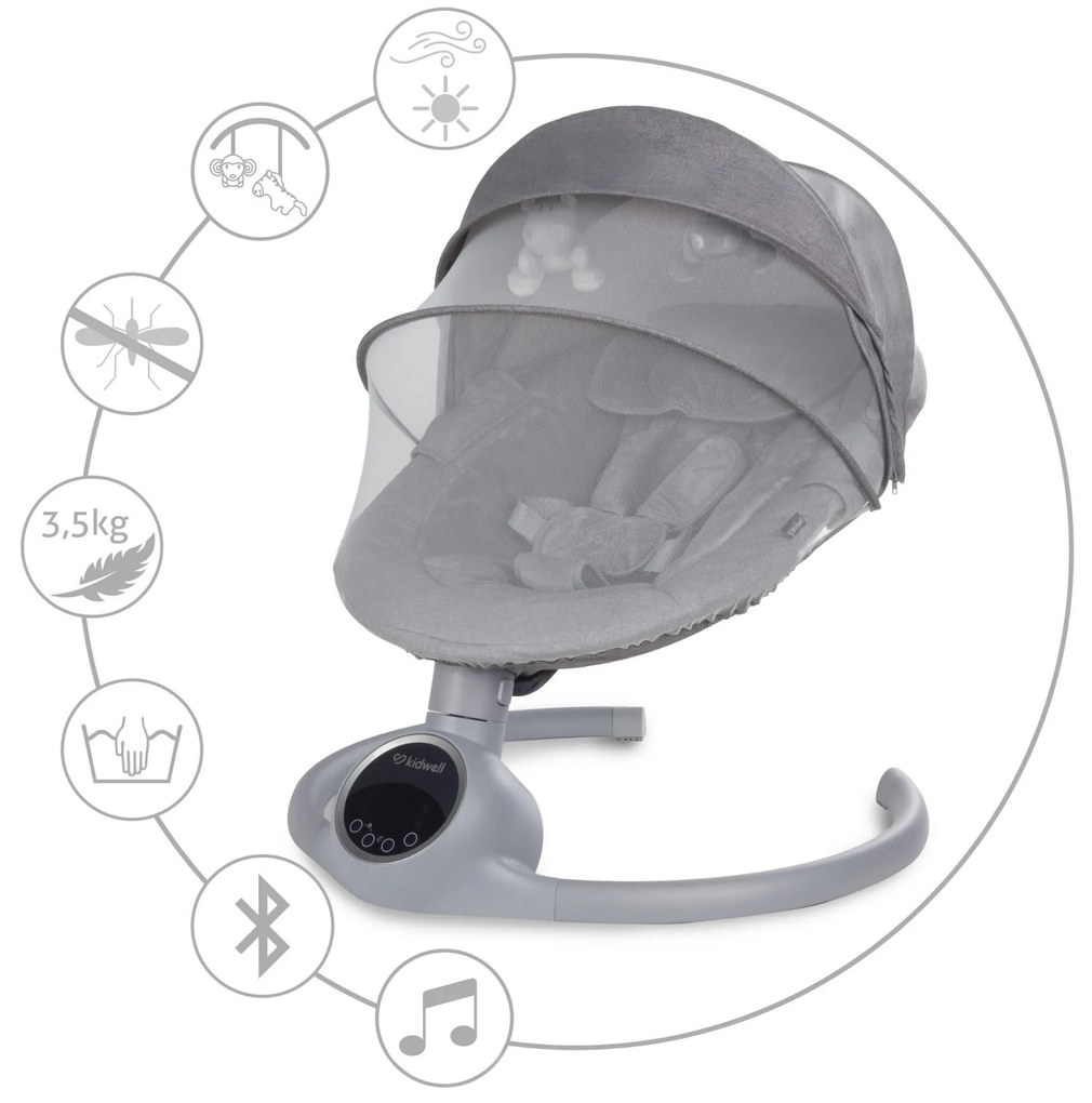 Elektrické hojdacie kreslo Kidwell REVE 2 v 1 s Bluetooth a aplikáciou Tuya