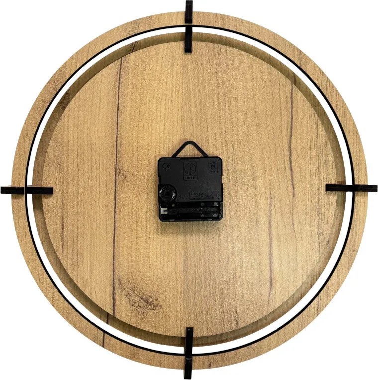 Moderné nástenné hodiny s motívom lesa a hôr | SENTOP HDF0600-GOLD-OAK