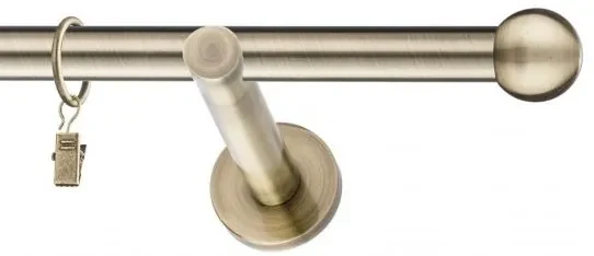 Dekorstudio Mosadzná jednoradová garniža GUĽA 19mm Dĺžka: 320cm, Typ uchytenia: Držiak modern, Typ príslušenstva: Bez príslušenstva