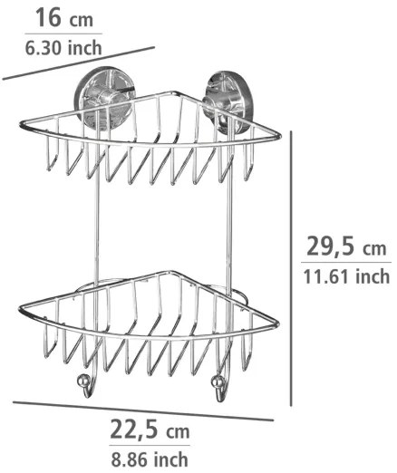 WENKO 20888100 - Rohový regál VACUUM-LOC okrúhly oceľový 22,5 x 29,5 cm, lesklý chróm