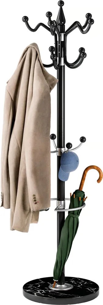 Stojanový vešiak TENZY s mramorovým podstavcom, 37x173cm, čierna Casaria