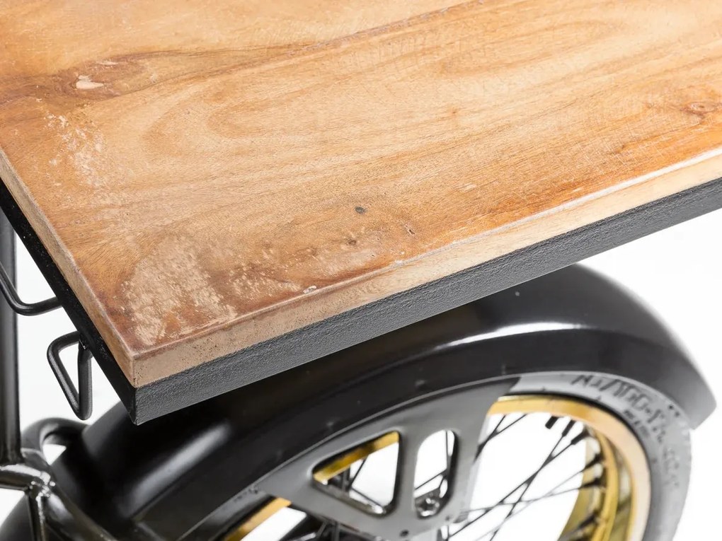 furniture-nabytek.cz - Masivní barový stůl Indian Black z mangového dřeva a kovu, lakovaný, černý – 180×40×85 cm