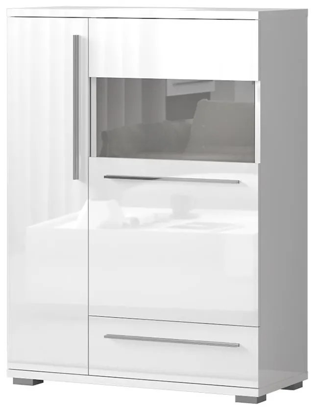 Vitrína Piano V90-2KS1F/PN-70/KA/70 lakované crystal white