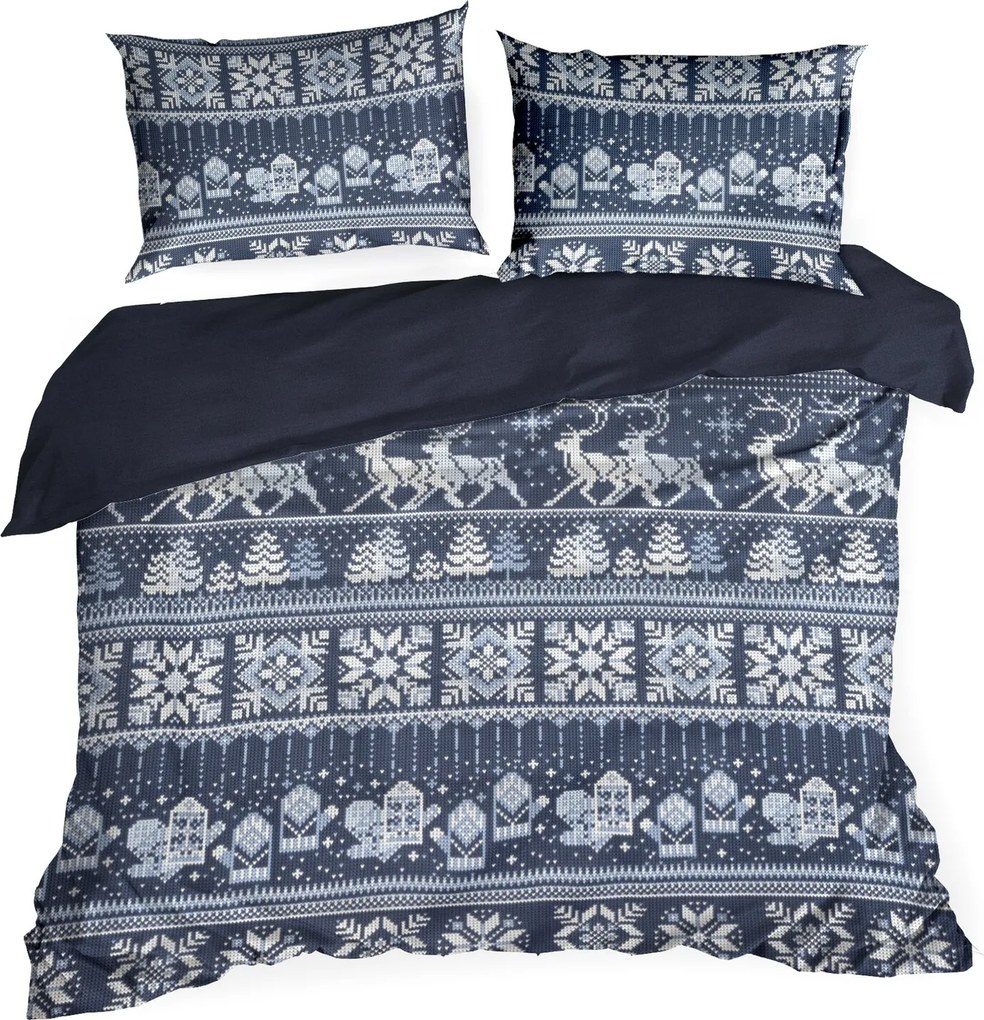 VIANOČNÉ FLANELOVÉ OBLIEČKY FJORD 200X220 CM, 1 KS 70X80 CM VZOROVANÉ