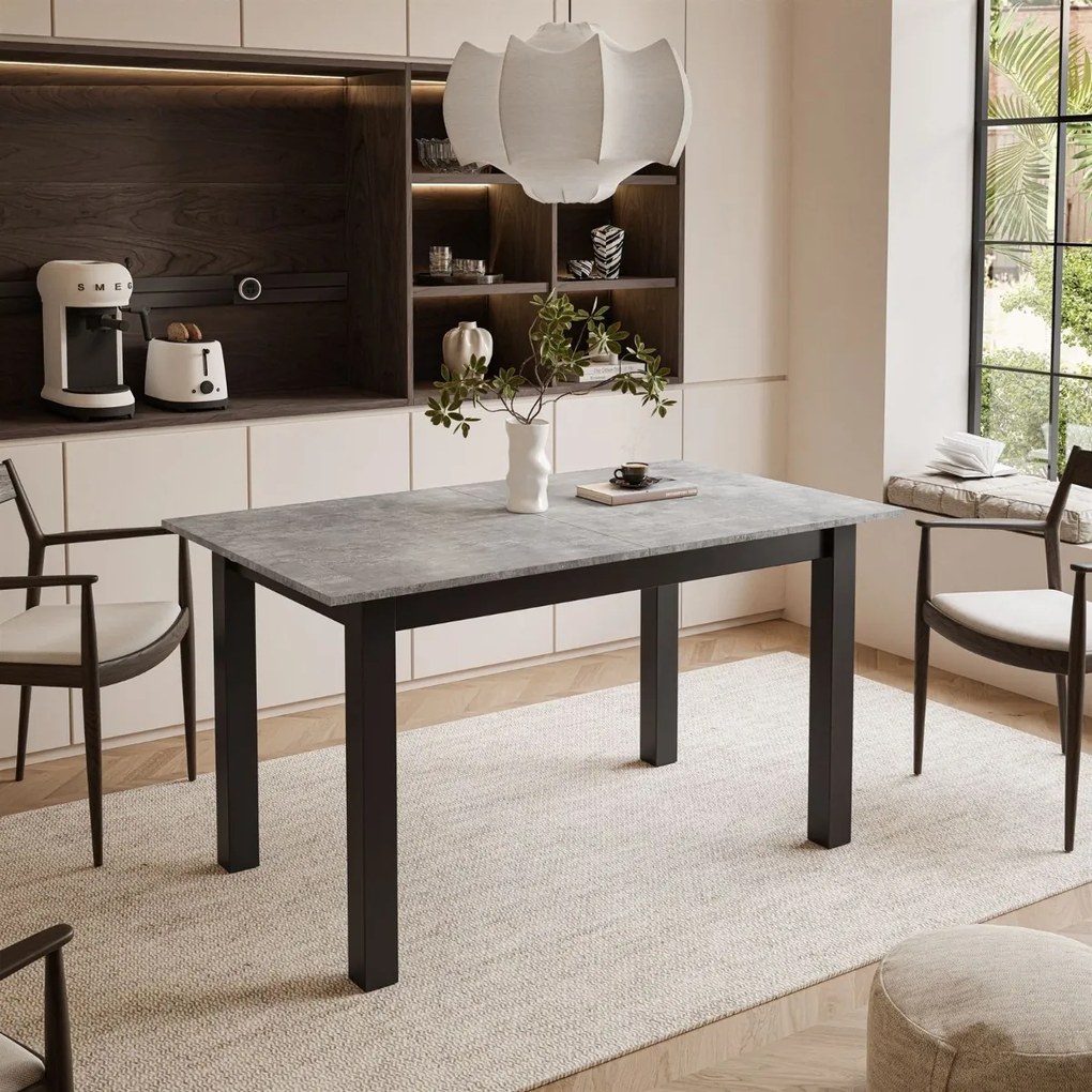 ROZKLADACÍ JEDÁLENSKÝ STÔL DANILO BELLATO SIVÝ + ČIERNE NOHY 140 / 195 cm