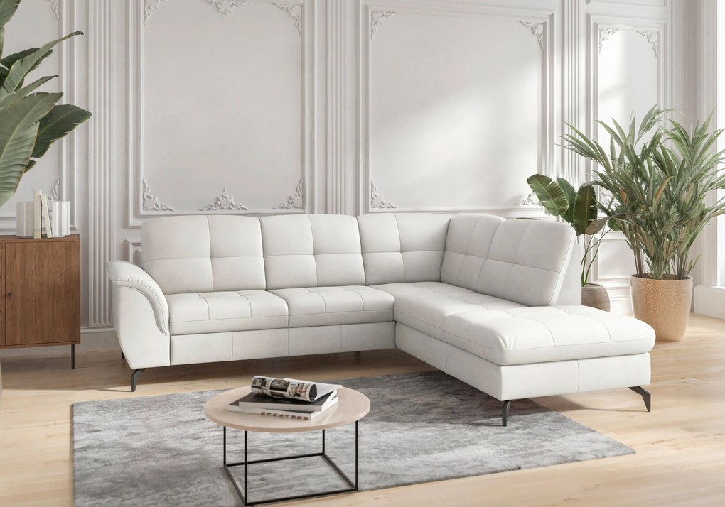 XXXLutz ROHOVÁ SEDAČKA, textil, koža, biela Sit & More - Sedačky - 000144016393