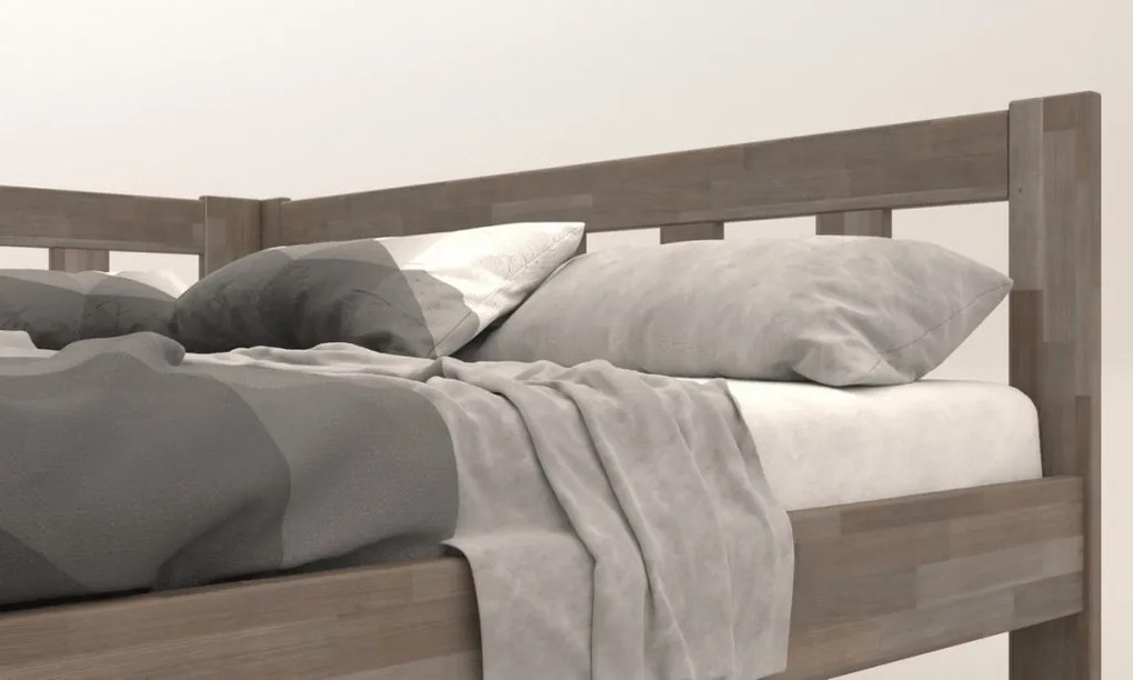 Rohová posteľ so zástenou vľavo Tema L 180x200 cm, šedý buk