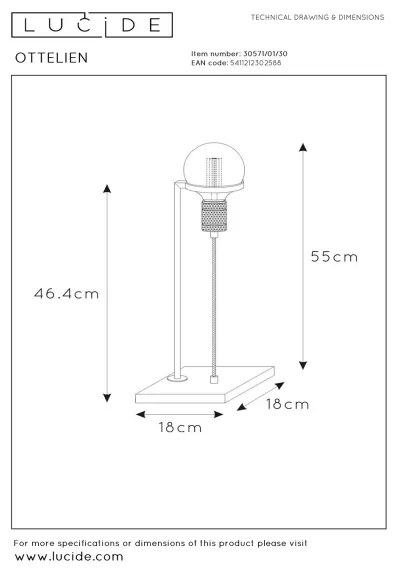 Lucide 30571/01/30 - Stolná lampa OTTELIEN 1xE27/60W/230V