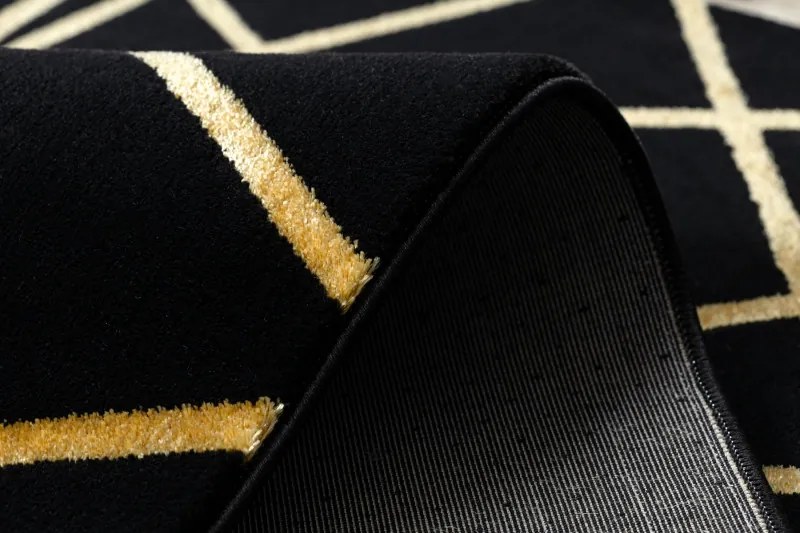 Dywany Łuszczów, Kusový koberec Gloss 406C 86 geometric black/gold, 80x150, čierna, chodba / predsieň