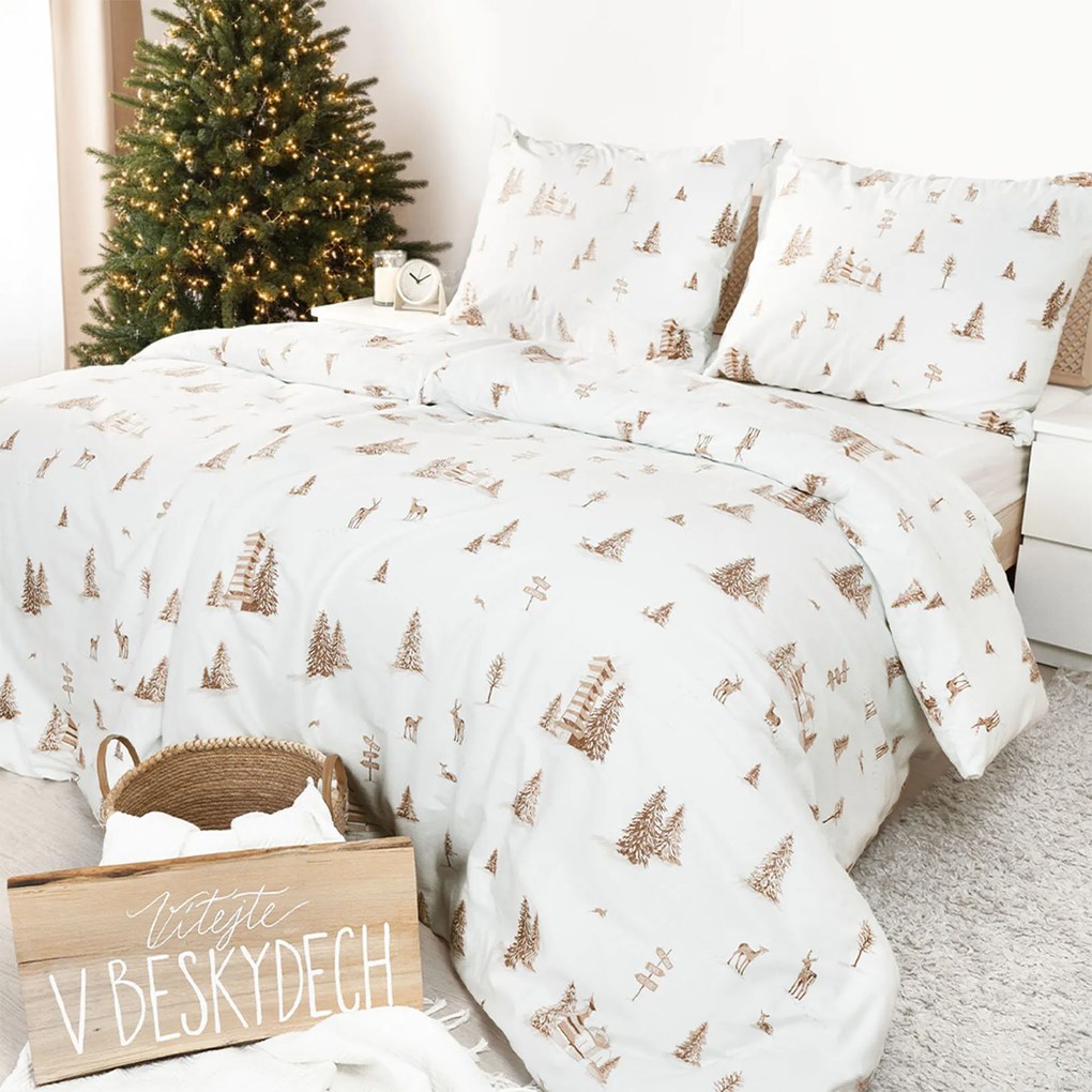 Goldea flanelové posteľné obliečky - beskydy 240 x 220 a 2ks 70 x 90 cm