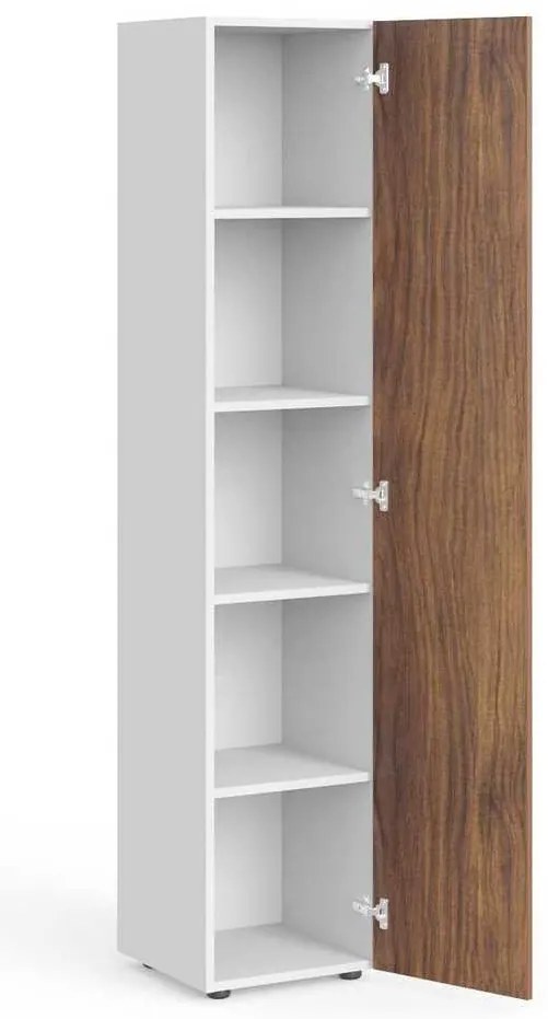 Vysoká skriňa Manager 39,9 x 42,2 x 196,5 cm, pravá, orech warmia / biela