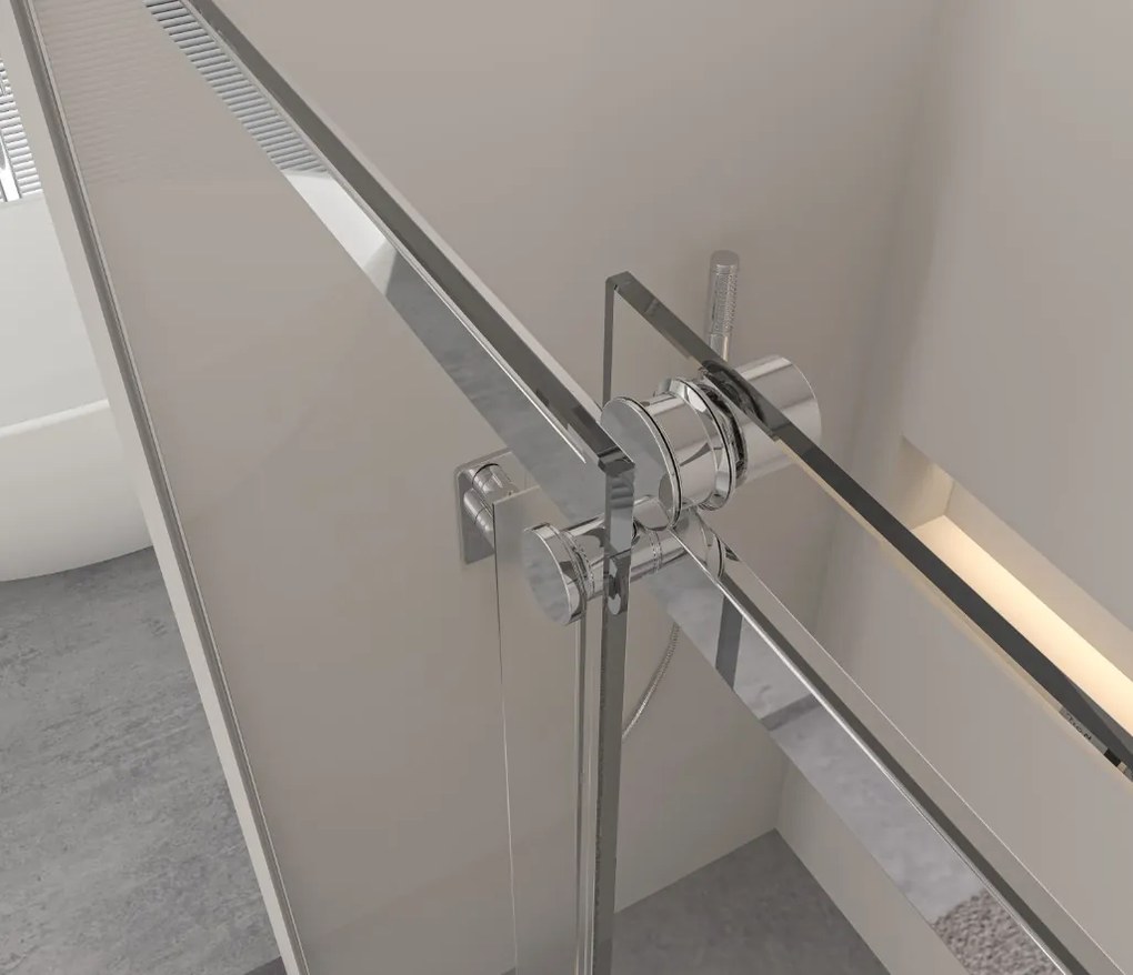 Erga Lynn, sprchový kút s posuvnými dverami 130(dvere) x 110(stena) x 195 cm, 8mm číre sklo, chrómový profil, ERG-V02-LYNN-D130G110-CL-CR