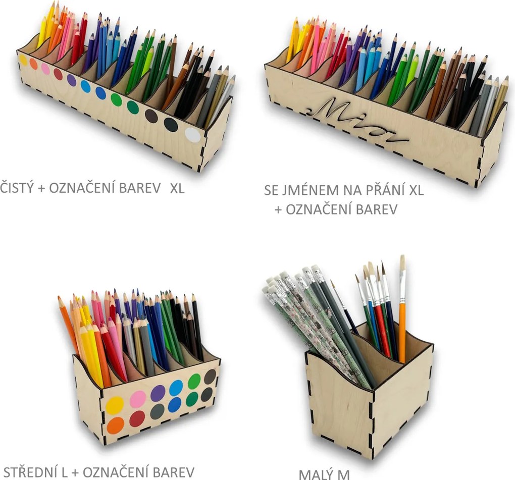 usporadejto.cz Pastelkovník XL VASKY, 44 x 8 x 10 cm, s označením farieb + meno na želanie